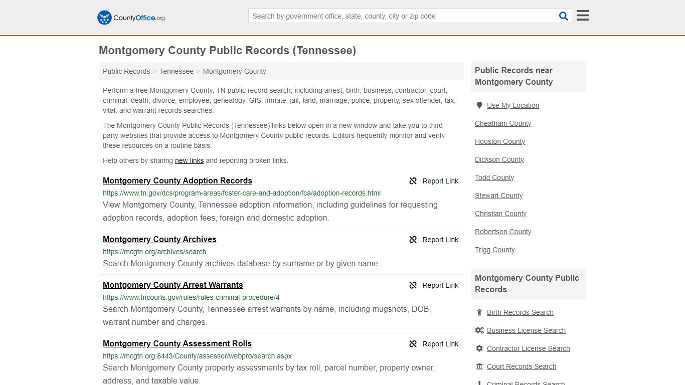 Montgomery County Public Records (Tennessee) - County Office